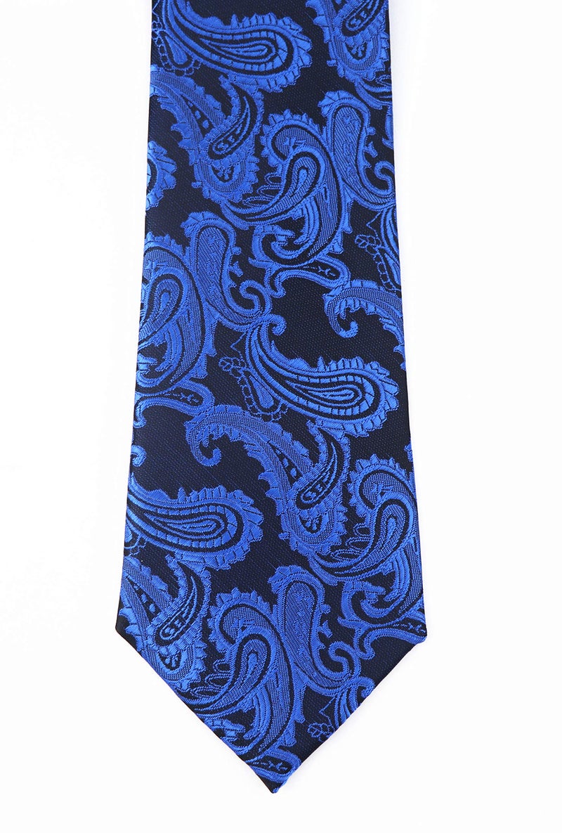 Secdtie Mens Narrow Royal Blue Black Tie Adult Formal Sunny Self Modern Necktie Dad Gift - Image 5